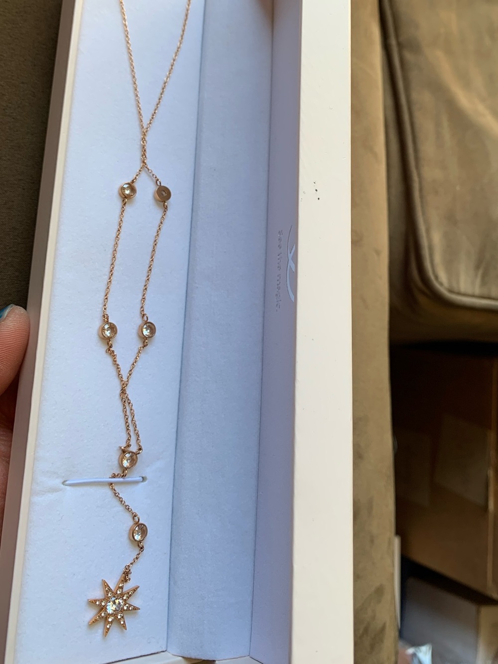 New/original box Moon Magic 18 k Rosegold Vermeil Station Necklace-so pretty!